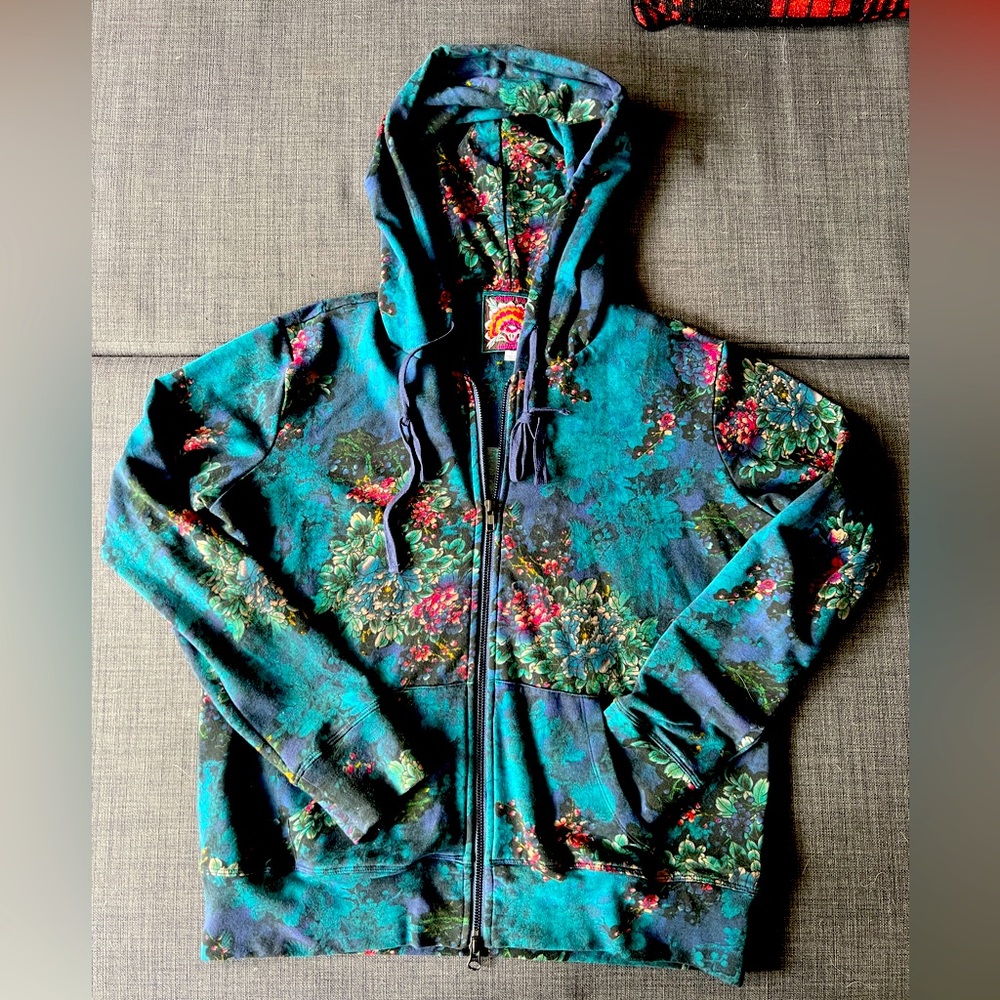 Johnny Was Hoodie with turquoise floral vibe
